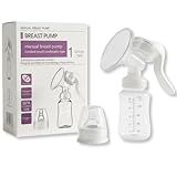 Neo10Ten Manual Breast Pump with Breastmilk Storage Bottle, Adjustable Suction, Silicone, Portable Breast Milk Catcher for Breastfeeding