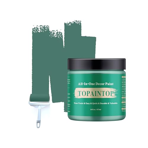 TOPAINTOP Acrylic Wood Paint for Furniture - Eggshell luster Paint Suitable for Wood Surface Renovation, Water-based All In One Paint, Non-toxic & Odorless (Hooker Green, 16 Fl Oz (Pack of 1))