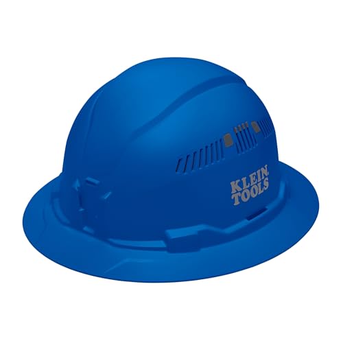 Klein Tools 60871BR Hard Hat Vented Full Brim Style Padded Self-Wicking Odor-Resistant Sweatband Blue