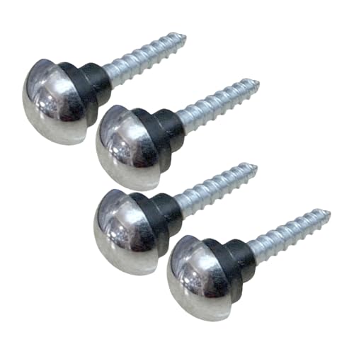 Image of 25mm Mirror Screws with Polished Chrome Dome Caps 13mm, Zinc with Rubber Washers – Pack of 4