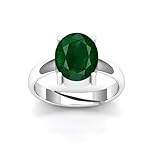 LMDPRAJAPATIS 8.00 Carat Natural Emerald Gemstone 925 Sterling Silver Adjustable Ring For Women And Men