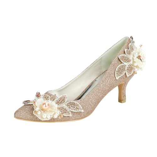 Chaussures de mariage pour femme avec strass escarpins champagne talon 6cm pointure 37