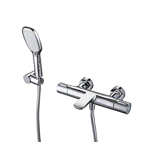 Robinet de baignoire thermostatique double poignée tête de douche