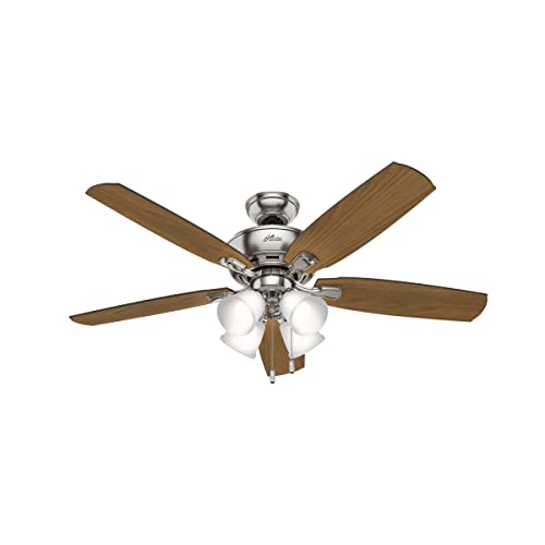 Hunter Fan Company 53216 Amberlin Indoor Ceiling Fan with LED Light and Pull Chain Control, 52", Brushed Nickel Finish thumbnail 8