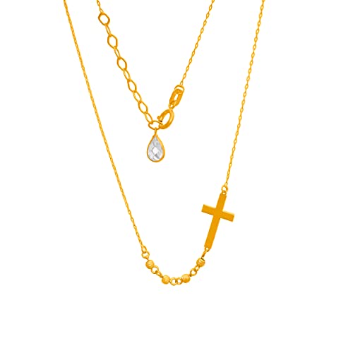 Złoty Naszyjnik Celebrytka Krzyżyk Kulki Grawer Cover