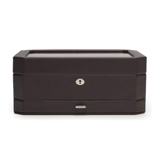 WOLF 458606 Windsor 10 Piece Watch Box with Drawer, Brown