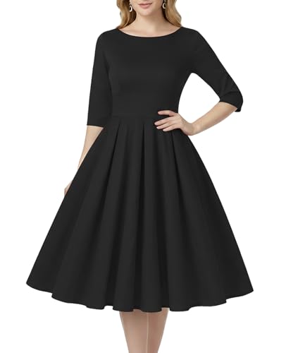 Image of MINTLIMIT Women's 1950s Retro Vintage Cocktail Party 3 /4 Sleeve Swing Dress