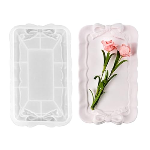 Resin Tray Mold Silicone Jewelry Tray Molds Bowknot Epoxy Casting Molds Storage Box Gypsum Plsater Decorations
