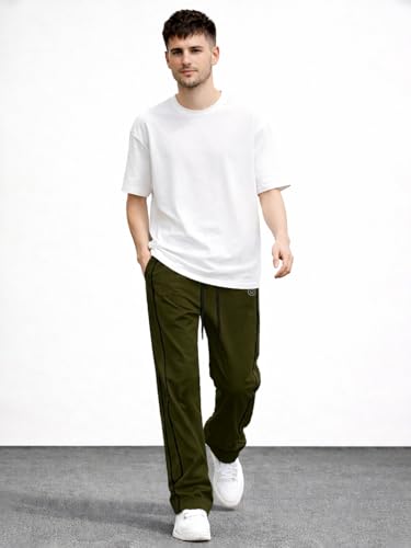 Image of CHKOKKO Men's Relaxed Track Pants for Gym Workout Running Casual Wear Sports Lower with Pockets Adjustable Drawstring Waist Lightweight Quick Dry Activewear Fitness