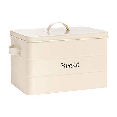 Harbour Housewares Cream Vintage Metal Bread Bin Cover