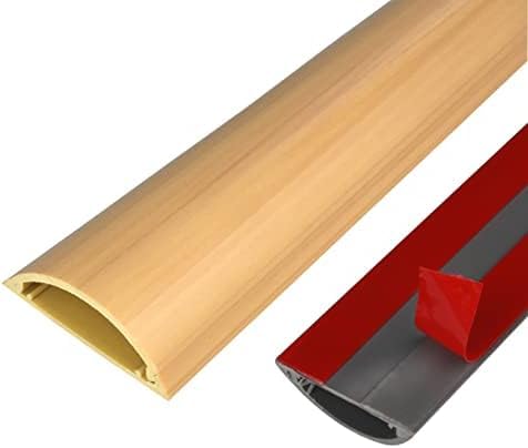 Ocultador De Cables De Grano De Madera De PVC, Organizador De Cables De Piso Semicircular, Canaleta De Cables Pintable, Respaldo Autoadhesivo para Debajo del Escritorio/Esquina,mi,Numero 3,Serene1