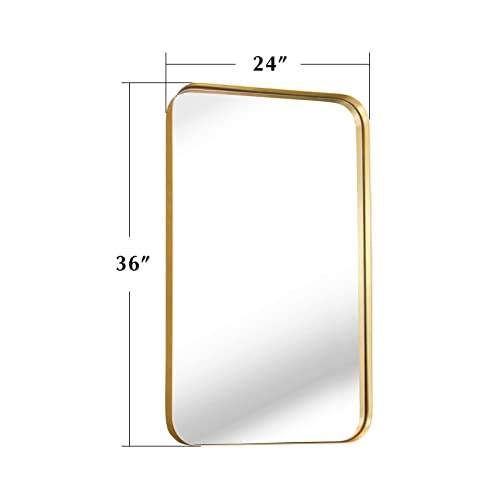 Zenmag Gold Bathroom Mirror, 36"×24" Bathroom Mirror For Wall Rectangle Metal Framed Wall Mirrors Large Wall-Mounted Mirror For Bathroom Bedroom Living Room Entryway Decor Gold #TOP5