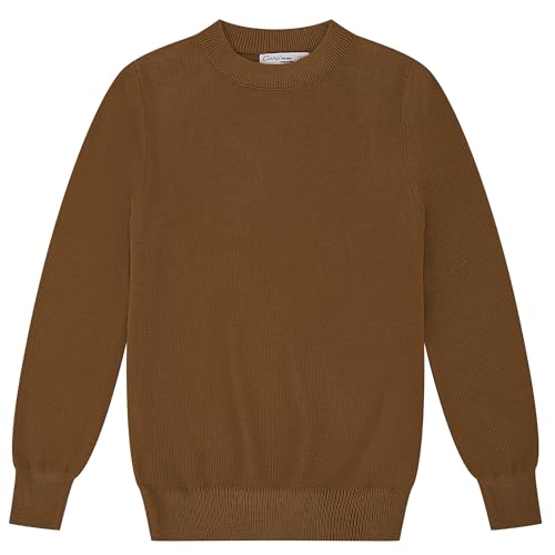 CUNYI Boys Girls Crewneck Sweater Long Sleeve Pullover Thermal Wool Solid Knit Top