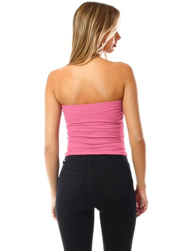Image of MixMatchy Women's 3 Pack Tube Top Built-in Bra Strapless Ruched Bandeau