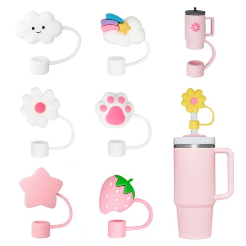 YISCOKO Straw Covers, 10mm Dust-Proof Silicone Straw Toppers, Reusable Straws Cover Cap for Stanley Cup - 40/30 Oz Stanley Accessories (8 PCS)