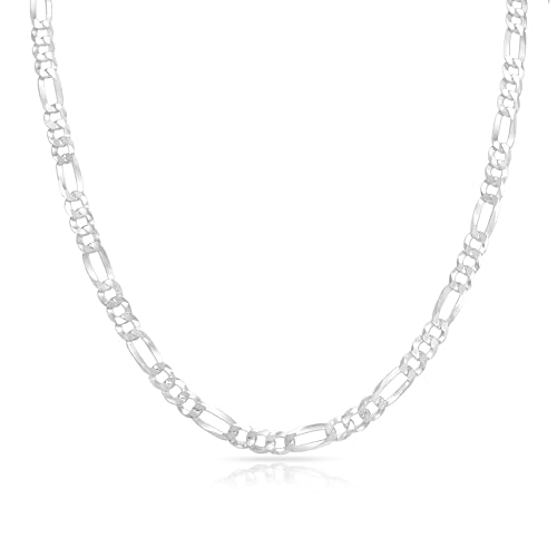 TAIPAN - Halskette für Herren Figaro aus 925 Sterling Silber 4 mm breit 50 cm lang - Zeitlose Silberkette im eleganten Design - Edle Figarokette für Männer inkl. Echtheitszertifikat - Made in Italy