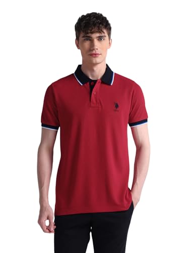Image of U.S. Polo ASSN. Solid Slim Fit Polo T Shirts for Men - 100% Cotton, Half Sleeve Mens Tshirt