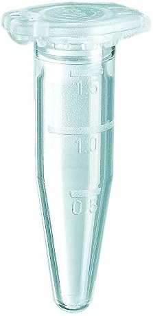 Eppendorf 022363204 Polypropylene Safe-Lock Graduated Microcentrifuge Tube, 1.5mL Capacity, Clear (Case of 500 Tubes)