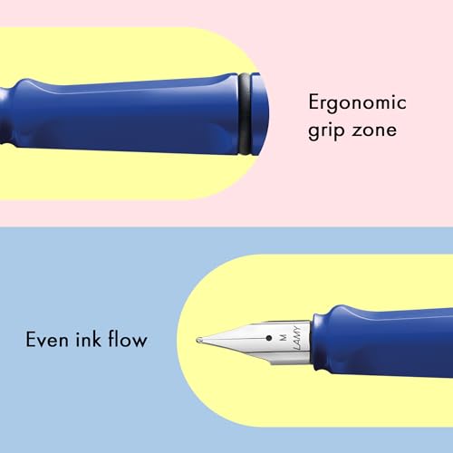 Image of Lamy Safari Blue Fountain Pen with Polished Steel Nib in Line Width EF