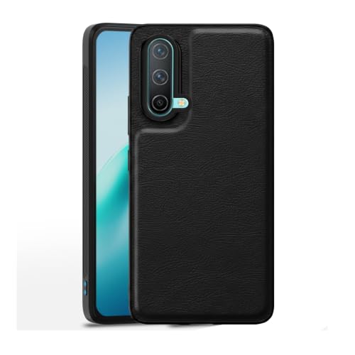 Image of Leather Case for OnePlus Nord CE Premium Protective Stylish Slim Cover with Shockproof Raised Edges Black