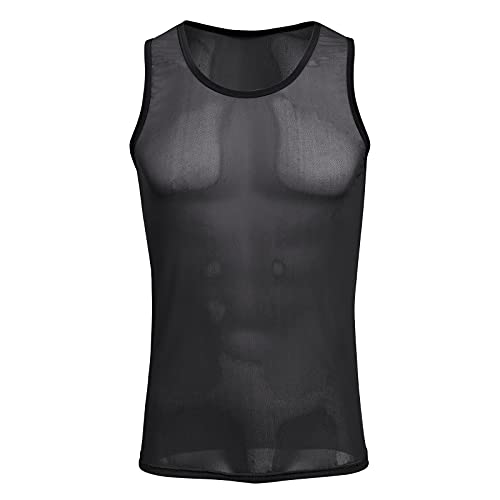 ABAFIP Men's Mesh Sheer Rave Tank Tops Summer Undershirt Semi See Thru Fitted Gym Workout Muscle Vest4