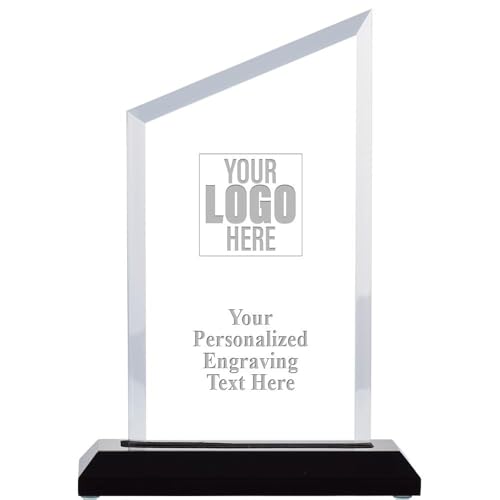 Crown Awards Custom Logo Corporate Award, 6.3" H Incline Slant Skyline Recognition Acrylic Trophy Includes Free Custom Art and Personalized Engraving Prime