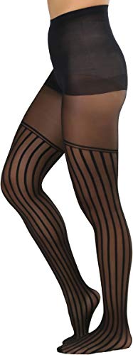 Image of ToBeInStyle Womens High Fashion Sheer Full Footed Vertical Stripe Tights