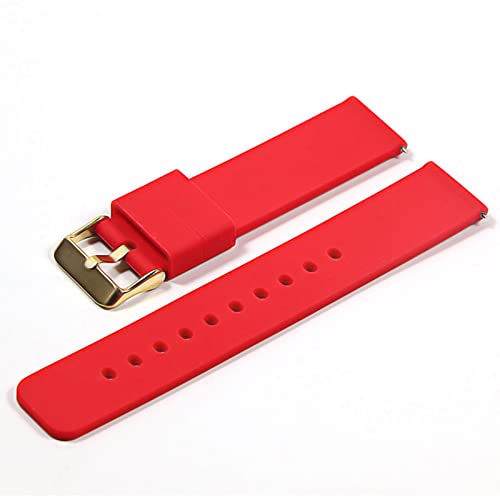 Watch Band سيليكون المطاط watchband 16 ملليمتر 18 ملليمتر 20 ملليمتر 22 ملليمتر النساء الرجال ووتش الفرقة حزام للماء الرياضة مشاهدة حزام مصقول مشبك Replacement (Color : Red-G, Size : 22mm)