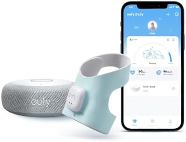eufy Baby S320 Smart Sock Baby Monitor with 2.4 GHz Wi-Fi, Track Sleep Patterns, Naps, Heart Rate, and Blood Oxygen Levels, Soft and Comfortable, for Babies 0-18 Months, No Monthly Fee