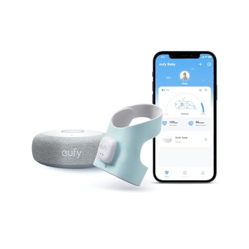 eufy Security Baby Monitor Baby Smart Sock with 2.4 GHz Wi-Fi, Track Sleep Patterns, Naps, Heart Rate, No Monthly Fee Smart Sock Baby Monitor