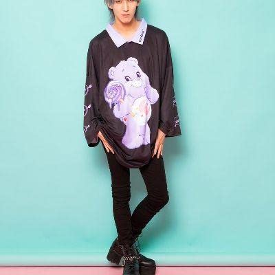 Amazon.co.jp: 完売品 トラバストーキョー×ケアベア 襟付ロンT 黒×紫 