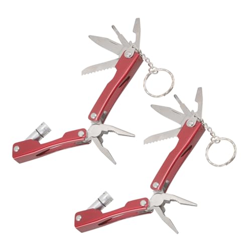 BIUDECO 2 piezas Alicates Multiusos de Acero Inoxidable con Linterna LED Herramienta Plegable Pequeña para Camping y Emergencias al Aire para Reparaciones y Uso Vehículos
