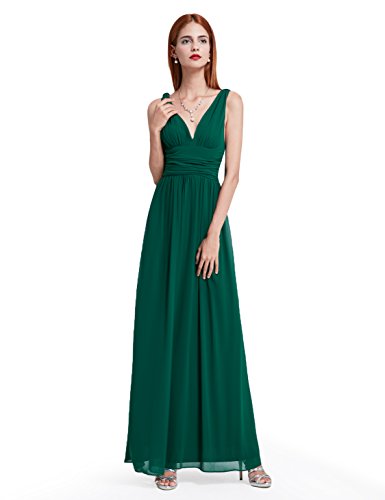 Image of Ever-Pretty Womens Empire Waist Sleeveless V Neck Wedding Party Dress 20 US Dark Green