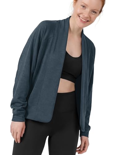 ODODOS Women's Modal Soft Open Front Cardigans Long Sleeve Casual Wrap Outwear, Navy, Medium