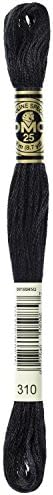 DMC 117-310 Mouline Stranded Cotton Six Strand Embroidery Floss Thread, Black, 8.7-Yard