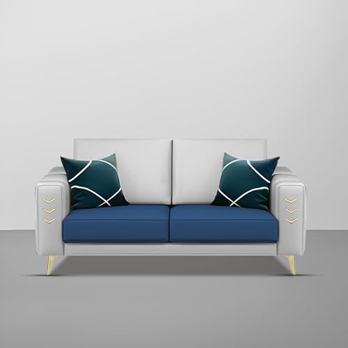 Image of Casaliving Falco 2 Seater Sofa Set for Living Room (Blue Grey Fabric) Premium Fabric Sofa