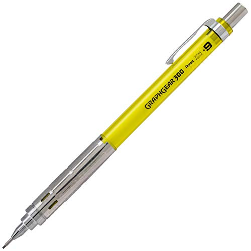 Pentel GraphGear 300 Mechanical Pencil, (0.9mm) Thick line, Yellow Barrel, Box of 12 Pencils (PG319TG)