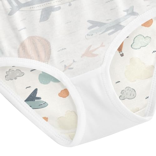 ZZKKO Sky Airplane Hot Air Balloon Girls Underwear Toddler Panties for Girls Comfort Brief Size 2T-8Y4