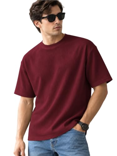 Image of Leriya Fashion T Shirt for Man | Men Luxury Vertical Stripe Textured T-Shirt | Classic Crew Neck Short Sleeve Knit Tee | Cotton Tshirts for Men | Regular Fit Soft Tshirt with Modern Golf Athletic