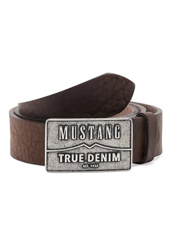 MUSTANG Herren Ledergürtel MG2170R17 40mm Gürtelbreite Schwarz Braun 80-115, Größe:100, Farbe:Dark Brown 0690