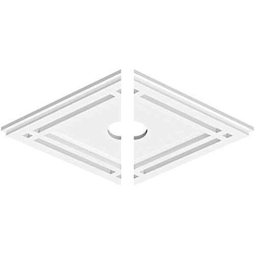 Image of Ekena Millwork CMP18X12DD2-02000 Diamond Architectural Grade PVC Contemporary, Two Piece Urethane Ceiling Medallions 18 inchW x 12 inchH x 2 inchID x 6 1 /4 inchC x 1 inchP