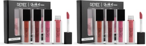 Image of RENEE Stay With Me Mini Matte Lip Color Nutty Nudes 2ml Each| Long Lasting, Light Weight & Non Transfer Formula| Water & Smudge Proof (Pack of 2)