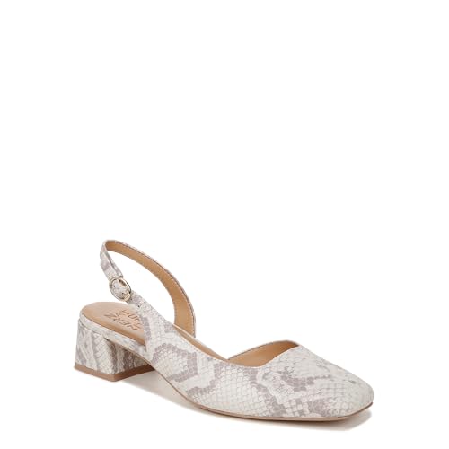Naturalizer Womens Jayla Low Heel Slingback Dress Shoe White Snake Pattern Leather 10 M