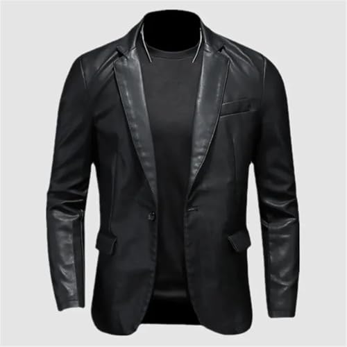 Men's Casual Leather Dress Suit Coat Casual Pu Blazer Jackets2