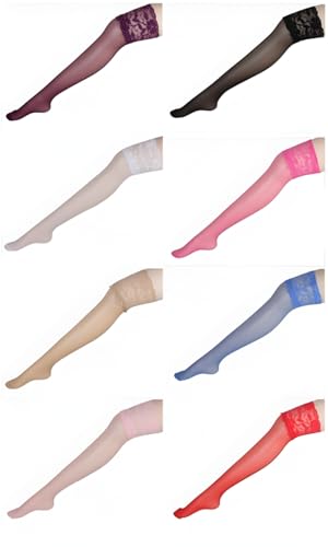 Women's Thigh High stockings Lace Top Thigh High Sheer Stockings Antiskid Silicone Ultra Shimmery Nylon Hosiery4