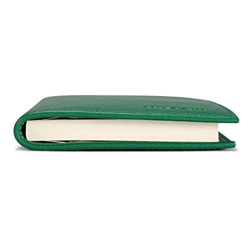 Image of HISCOW Slim Leather Checkbook Cover for Personal Checks, Premium Green, One Size