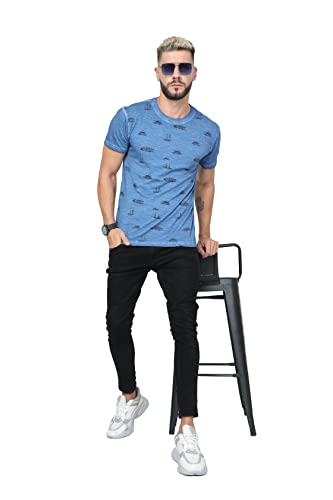 Image of fanideaz Mens Cotton Half Sleeve Striped Round Neck T Shirt