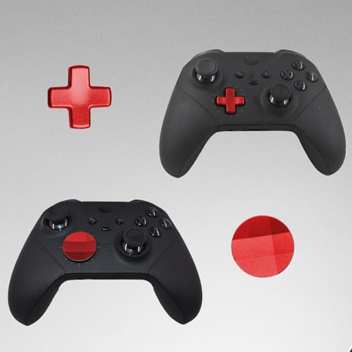 Image of 2 Pack Elite 2 Metal D-Pads Replacement for Xbox One Elite Series 2 Controller, Magnetic Standard D-Pad and Faceted D-Pad for Xbox One Elite Series 2 /Series 2 Core /Series 1 Controller (Red)