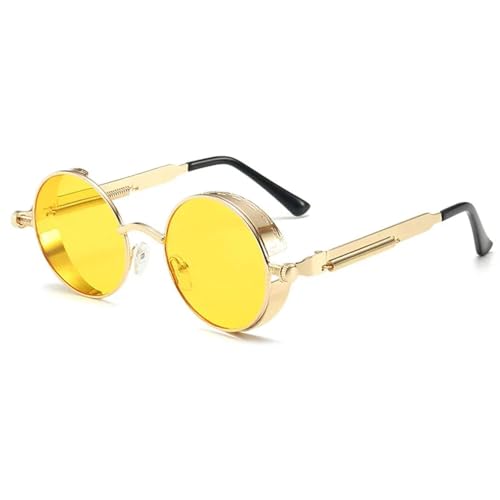 Lunettes de soleil Steampunk anti-éblouissement monture ronde métal