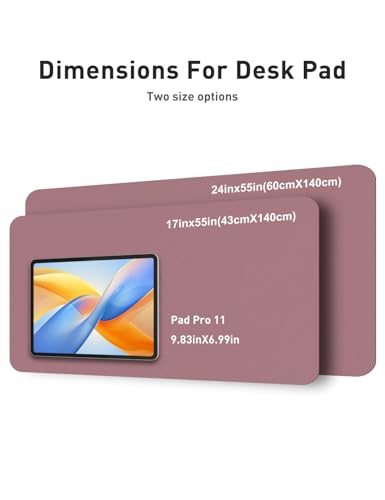 Image of Aothia Faux Leather Desk Mat - Non-Slip PU Leather Desk Blotter, Waterproof Writing Surface, Large Desk Pad for Office & Home (Dark Pink, 55 inch x 24 inch)